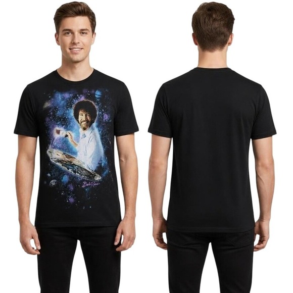 Bob Ross Other - Bob Ross Men's Unisex Adult Painting Galaxy Space Graphic Print Tee Black Small